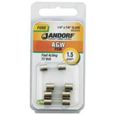 Jandorf Glass Fuse, AGW Series, Fast-Acting, 1.5A, 32V AC 3398039